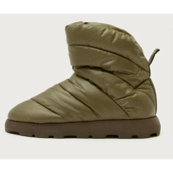 Piumestudio Luna Military Green‎ Pillow Boot Womens 37 Evereve Ankle Bootie New - Picture 1 of 5